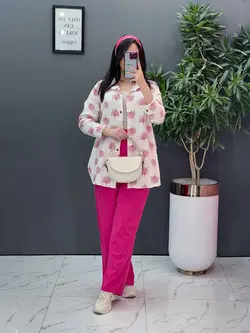 خرید اینترنتی ست مانتو شلوار طرح درخت کد 2808 پوشاک ونوس مد