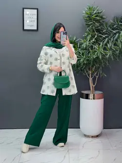 خرید اینترنتی ست مانتو شلوار طرح درخت کد 2808 پوشاک ونوس مد