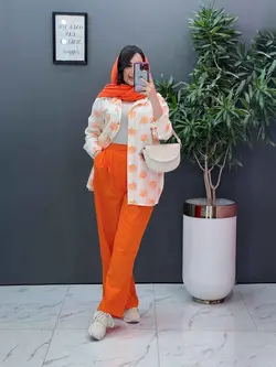 خرید اینترنتی ست مانتو شلوار طرح درخت کد 2808 پوشاک ونوس مد