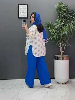 خرید اینترنتی ست مانتو شلوار طرح درخت کد 2808 پوشاک ونوس مد