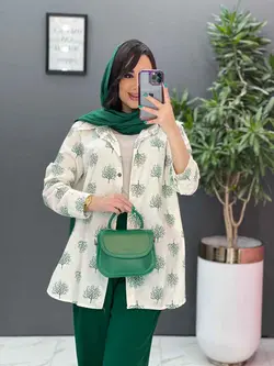 خرید اینترنتی ست مانتو شلوار طرح درخت کد 2808 پوشاک ونوس مد