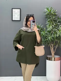 خرید آنلاین مانتو جلو بسته جیب برش دار کد 2820 پوشاک ونوس مد