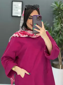 خرید آنلاین مانتو جلو بسته جیب برش دار کد 2820 پوشاک ونوس مد