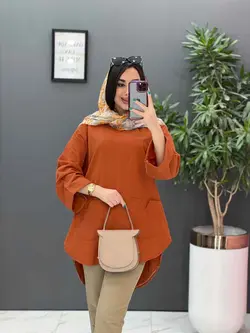 خرید آنلاین مانتو جلو بسته جیب برش دار کد 2820 پوشاک ونوس مد