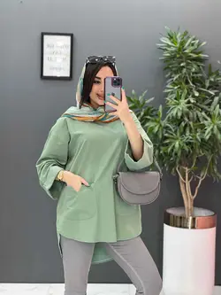 خرید آنلاین مانتو جلو بسته جیب برش دار کد 2820 پوشاک ونوس مد