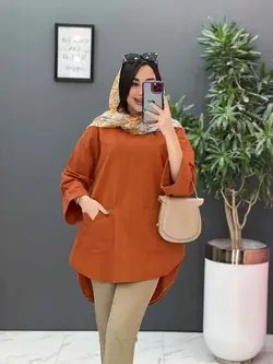 خرید آنلاین مانتو جلو بسته جیب برش دار کد 2820 پوشاک ونوس مد