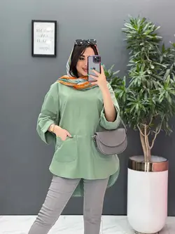 خرید آنلاین مانتو جلو بسته جیب برش دار کد 2820 پوشاک ونوس مد