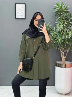 خرید اینترنتی مانتو لنین دانشجویی دوجیب کد 2837 فروشگاه ونوس