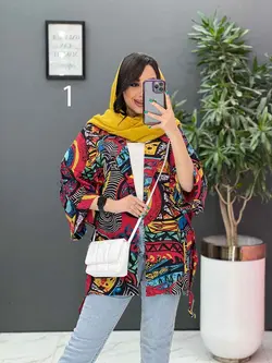 خرید آنلاین مانتو پانچ طرح دار هندی کد 2835 فروشگاه ونوس مد