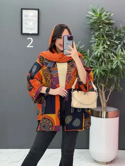 خرید آنلاین مانتو پانچ طرح دار هندی کد 2835 فروشگاه ونوس مد