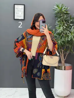 خرید آنلاین مانتو پانچ طرح دار هندی کد 2835 فروشگاه ونوس مد