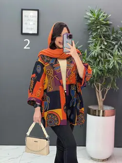 خرید آنلاین مانتو پانچ طرح دار هندی کد 2835 فروشگاه ونوس مد