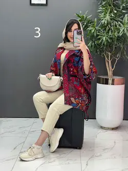 خرید آنلاین مانتو پانچ طرح دار هندی کد 2835 فروشگاه ونوس مد