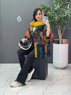 خرید آنلاین مانتو پانچ طرح دار هندی کد 2835 فروشگاه ونوس مد