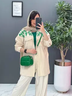 خرید آنلاین مانتو لنین گلدوزی آستین ریش کد 2845 ونوس مد