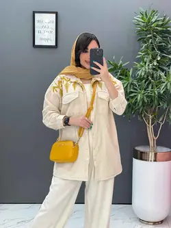 خرید آنلاین مانتو لنین گلدوزی آستین ریش کد 2845 ونوس مد