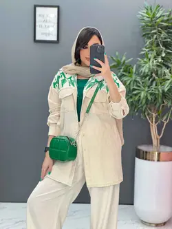 خرید آنلاین مانتو لنین گلدوزی آستین ریش کد 2845 ونوس مد