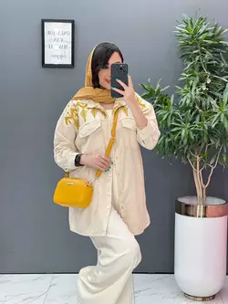 خرید آنلاین مانتو لنین گلدوزی آستین ریش کد 2845 ونوس مد