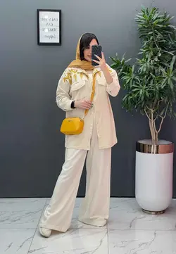 خرید آنلاین مانتو لنین گلدوزی آستین ریش کد 2845 ونوس مد