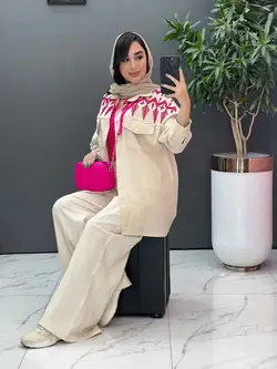 خرید آنلاین مانتو لنین گلدوزی آستین ریش کد 2845 ونوس مد