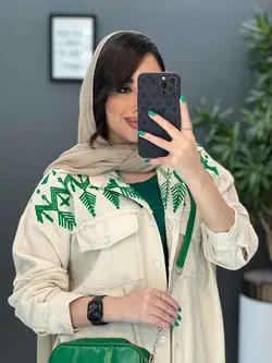 خرید آنلاین مانتو لنین گلدوزی آستین ریش کد 2845 ونوس مد