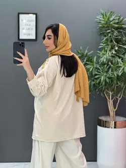 خرید آنلاین مانتو لنین گلدوزی آستین ریش کد 2845 ونوس مد