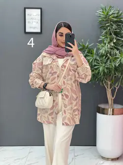 خرید آنلاین مانتو لنین طرح دار دو جیب پاکتی کد 2848 ونوس مد