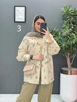 خرید آنلاین مانتو لنین طرح دار دو جیب پاکتی کد 2848 ونوس مد