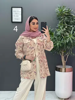 خرید آنلاین مانتو لنین طرح دار دو جیب پاکتی کد 2848 ونوس مد