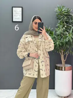 خرید آنلاین مانتو لنین طرح دار دو جیب پاکتی کد 2848 ونوس مد