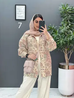 خرید آنلاین مانتو لنین طرح دار دو جیب پاکتی کد 2848 ونوس مد