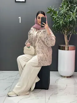 خرید آنلاین مانتو لنین طرح دار دو جیب پاکتی کد 2848 ونوس مد