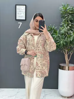 خرید آنلاین مانتو لنین طرح دار دو جیب پاکتی کد 2848 ونوس مد