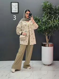 خرید آنلاین مانتو لنین طرح دار دو جیب پاکتی کد 2848 ونوس مد