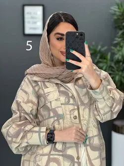 خرید آنلاین مانتو لنین طرح دار دو جیب پاکتی کد 2848 ونوس مد