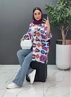 مانتو نخی طرح دار کوک دوزی کد 2858 شیک و خاص مجموعه ونوس مد