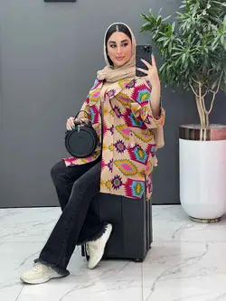 مانتو نخی طرح دار کوک دوزی کد 2858 شیک و خاص مجموعه ونوس مد