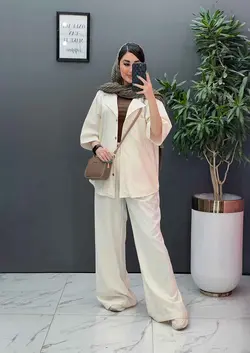 خرید اینترنتی ست مانتو شلوار لنین تک جیب شلوار بگ کد 2857