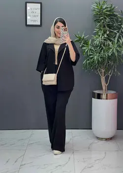 خرید اینترنتی ست مانتو شلوار لنین تک جیب شلوار بگ کد 2857