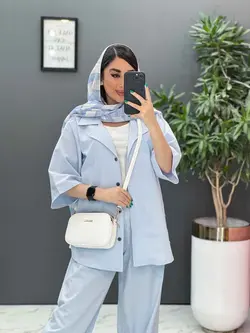 خرید اینترنتی ست مانتو شلوار لنین تک جیب شلوار بگ کد 2857