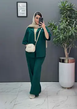 خرید اینترنتی ست مانتو شلوار لنین تک جیب شلوار بگ کد 2857