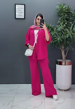 خرید اینترنتی ست مانتو شلوار لنین تک جیب شلوار بگ کد 2857