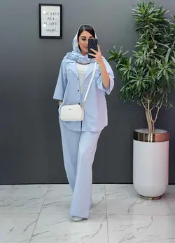 خرید اینترنتی ست مانتو شلوار لنین تک جیب شلوار بگ کد 2857