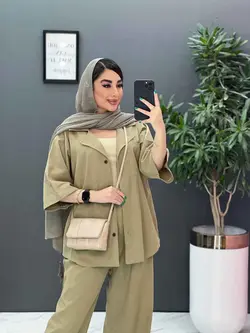 خرید اینترنتی ست مانتو شلوار لنین تک جیب شلوار بگ کد 2857