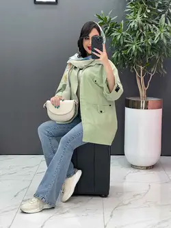 خرید اینترنتی مانتو لنین آستین پاکتی جیب پاگن کد 2861ونوس مد