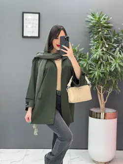 خرید اینترنتی مانتو لنین آستین پاکتی جیب پاگن کد 2861ونوس مد