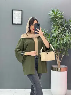 خرید اینترنتی مانتو لنین آستین پاکتی جیب پاگن کد 2861ونوس مد