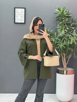 خرید اینترنتی مانتو لنین آستین پاکتی جیب پاگن کد 2861ونوس مد