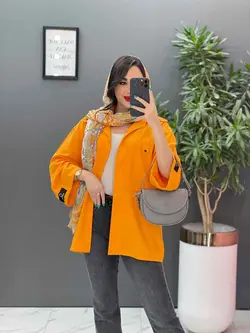 خرید اینترنتی مانتو لنین آستین پاکتی جیب پاگن کد 2861ونوس مد