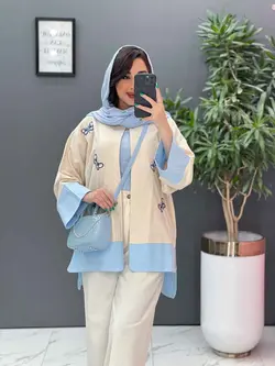 خرید اینترنتی مانتو لنین نچرال طرح پروانه کد 2864 ونوس مد